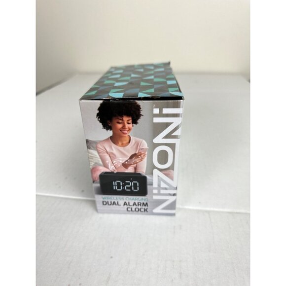 Nizoni Wireless Charging Dual Alarm Clock, USB Type C Charging Port  OS Black Ne - Picture 6 of 10